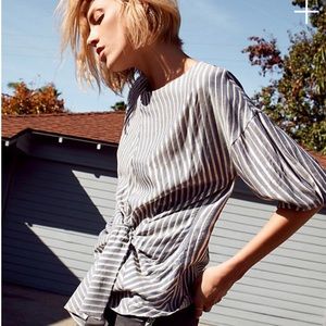 Eva Franco Anthropologie Striped Tie Detail Blouse